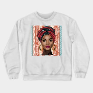 Beautiful African Woman on Tribal Background 3 Crewneck Sweatshirt